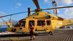 Helicopter on a North Sea oil platform