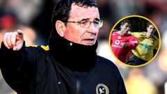Image of Burton boss Gary Bowyer pointing, with an inset image of Cristiano Ronaldo as a Manchester United player taking on Burton player Andrew Corbett in the FA Cup in 2006