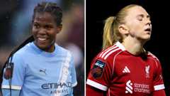 Manchester City's Khadija Shaw and Liverpool's Ceri Holland