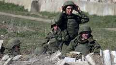 Pro-Russian soldiers in unmarked uniforms in the city of Feodosia (23 March 2014)
