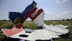 a piece of debris of the fuselage at the crash site of the Malaysia Airlines Flight MH17