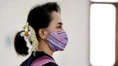 Aung San Suu Kyi at a coronavirus vaccination clinic in January, Naypyitaw, Myanmar