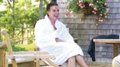 Lord Mandelson in a bathrobe in Jeffrey Epstein's house