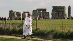 King Arthur Pendragon walks close to Stonehenge in 2009