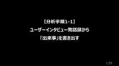 139【分析⼿順1-1】ユーザーインタビュー発話録から「出来事」を書き出す