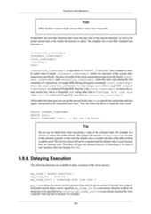 Functions and OperatorsNoteOther database systems might advance these values more frequently.PostgreSQL also provides functions that return the start time of the current statement, as well as theactual current time at the instant the function is called. The complete list of non-SQL-standard timefunctions is:transaction_timestamp()statement_timestamp()clock_timestamp()timeofday()now()transaction_timestamp() is equivalent to CURRENT_TIMESTAMP, but is named to clear-ly reflect what it returns. statement_timestamp() returns the start time of the current state-ment (more specifically, the time of receipt of the latest command message from the client). state-ment_timestamp() and transaction_timestamp() return the same value during the firstcommand of a transaction, but might differ during subsequent commands. clock_timestamp()returns the actual current time, and therefore its value changes even within a single SQL command.timeofday() is a historical PostgreSQL function. Like clock_timestamp(), it returns the ac-tual current time, but as a formatted text string rather than a timestamp with time zonevalue. now() is a traditional PostgreSQL equivalent to transaction_timestamp().All the date/time data types also accept the special literal value now to specify the current date and time(again, interpreted as the transaction start time). Thus, the following three all return the same result:SELECT CURRENT_TIMESTAMP;SELECT now();SELECT TIMESTAMP 'now'; -- but see tip belowTipDo not use the third form when specifying a value to be evaluated later, for example in aDEFAULT clause for a table column. The system will convert now to a timestamp as soonas the constant is parsed, so that when the default value is needed, the time of the table creationwould be used! The first two forms will not be evaluated until the default value is used, becausethey are function calls. Thus they will give the desired behavior of defaulting to the time ofrow insertion. (See also Section 8.5.1.4.)9.9.6. Delaying ExecutionThe following functions are available to delay execution of the server process:pg_sleep ( double precision )pg_sleep_for ( interval )pg_sleep_until ( timestamp with time zone )pg_sleep makes the current session's process sleep until the given number of seconds have elapsed.Fractional-second delays can be specified. pg_sleep_for is a convenience function to allow thesleep time to be specified as an interval. pg_sleep_until is a convenience function for whena specific wake-up time is desired. For example:289