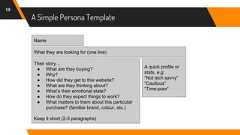 A Simple Persona Template19NameWhat they are looking for (one line)A quick profile orstats, e.g:“Not tech savvy”“Cautious”“Time-poor”Their story…● What are they buying?● Why?● How did they get to this website?● What are they thinking about?● What’s their emotional state?● How do they expect things to work?● What matters to them about this particularpurchase? (familiar brand, colour, etc.)Keep it short (2-3 paragraphs)