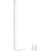 【磁気充電 & Type-C急速充電】USGMOBI iPad タッチペン 2018年~2025年発売iPad対応 アップルペンシル 互換 電量表示 誤作動防止 傾き検知 高精度 無遅延 耐摩 デザイン用 ペン先2枚付属 ホワイト