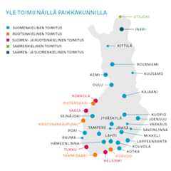 Ylen aluetoimitukset kartalla.
