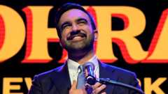 Zohran Mamdani s'exprime après avoir remporté les élections municipales, mardi 4 novembre 2025, à New York.