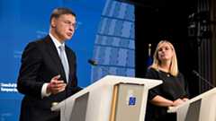 Valdis Dombrovskis and Stephanie Lose on Thursday.