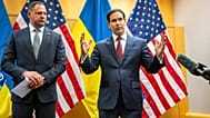 Ukrainian head of presidential administration Andriy Yermak, left, and US Secretary of state Marco Rubio, right, Mission in Geneva, Switzerland, Sunday, Nov. 23, 2025.
