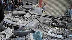 Debris after the Israeli attack in southern Beirut