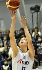 【福井ブローウィンズ-青森ワッツ】第3クオーター、シュートを決める青森ワッツの浅井=セーレン・ドリームアリーナ