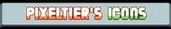 PIXELTIER'S ICONS Pixel art banner with the text 'PIXELTIER'S ICONS' in bold, colorful letters on a gray background.