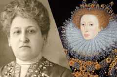 Aletta Jacobs en koningin Elizabeth I Bron: Attributed to William Segar, Public domain, via Wikimedia Commons en Max Büttinghausen, Public domain, Via Wikimedia Commons Aletta Jacobs en Elizabeth I