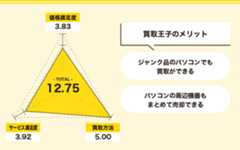 買取王子の評価をレーダーチャートにした画像