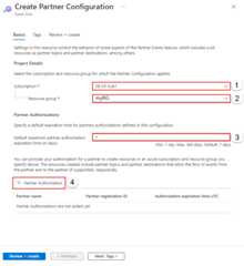 Screenshot showing the Create Partner Configuration page with the Partner Authorization link selected.