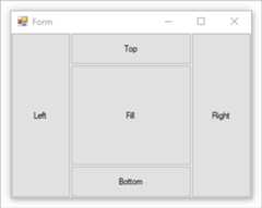 Windows form with buttons with dock settings.