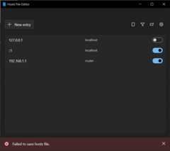 PowerToysHosts File Editor: ホスト ファイルを保存できませんでした