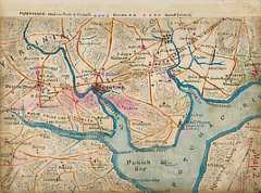 Hand-drawn map of the northern part of Virginia along the Potomac River.