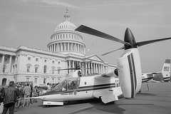 Aircraft on the ground in a parking lot at the U.S. Capitol