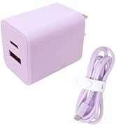 mitas ACアダプター ライラック USB充電器 PD 急速 Type-C ケーブルセット 2ポート タイプc Type-A 20W 2口 チャージャー PSE認証 コンセント AC充電器 ...