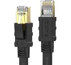 Senetem LANケーブル 1m CAT8 40Gbps/2000MHz カテゴリー8 超高速インターネットケーブル CAT8準拠 フラットケーブル RJ45 ツメ折れ防止 ブラック モデム ルータ PS3 PS4 PS5 Xbox等に対応