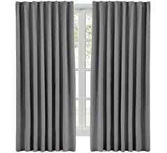 Hansleep カーテン 遮光カーテン 1級遮光 厚手 断熱 防寒 防音 無地 洗濯可能 寝室 リビング 2枚組 (グレー, 幅100cm×丈178cm)