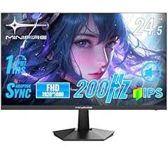 Minifire ゲーミングモニター 24.5インチ HDMI2つ 200Hz /180Hz /165Hz/144Hz/120Hz対応 120%sRGB広色域 320nit高輝度 1ms応答 1080p 非光沢IPSパネル VESA対応 角度調整…