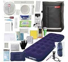 アイリスオーヤマ(IRIS OHYAMA) 防災グッズ 防災リュック 防災セット 1人用 31点 充実セット エアーベッド付き 簡易トイレ 懐中電灯 ウォータータンク 撥水加工 ブラック BS131