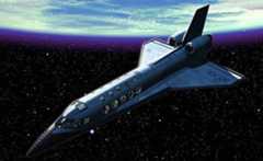 An artist's conception shows a suborbital space vehicle in flight.