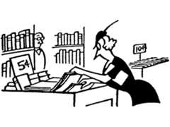 Illustration of woman at bookstore