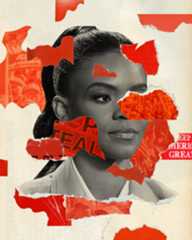 A collage illustration of Candace Owens.