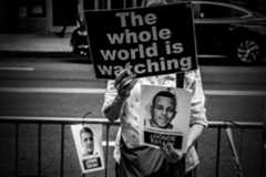 A protester holding a sign.
