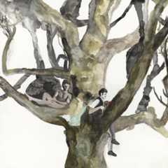 Painting of a tree with men in it