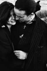 Image may contain Human Person Face Clothing Apparel and Hug