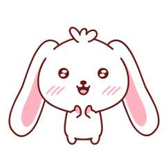 Cute cartoon bunny clapping hands in joy