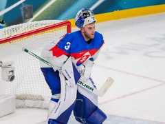 Samuel Hlavaj (Slovensko) v zápase základnej B-skupiny Švédsko - Slovensko.