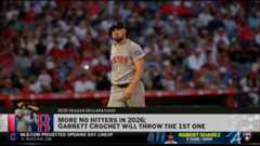 #MLBTonight's declarations for the 2026 season:- More hitters will hit above .300- Garrett Crochet will throw a no-hitter- Pirates make a Postseason push- Cristopher Sánchez will win 20+ games@adnansvirk | @Plesac19
