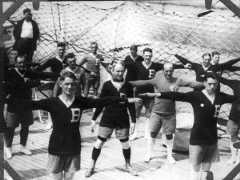 Bethlehem Steel working out on board ship en route to Scandinavia