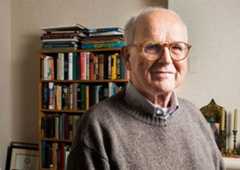 Rainer Weiss at home early this morning, after learning that he has won the 2017 Nobel Prize in physics.