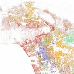 see caption, red, purple, green, and orange are all clustered