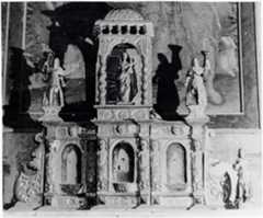 Tabernacle, 5 statuettes : Vierge à l'Enfant, quatre anges