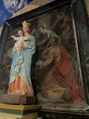 tableau : Nativité avec saint Luc et saint Marc, vue partielle