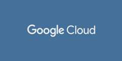 Text: Google Cloud in white text on solid blue background