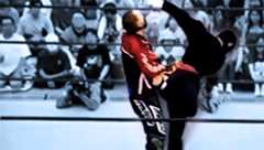 The Great Sasuke delivers a brutal lesson to The Dirtbike Kid, turning what began as a standard match into a shocking display of real aggression.