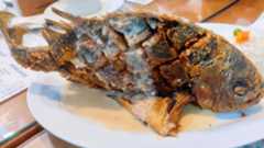 Whole fried chita fish served at Piscis Restaurant