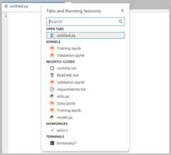 A modal dialog for quickly jumping to open/closed files