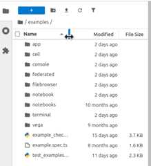 The file browser with resize handle and filter funnel icon